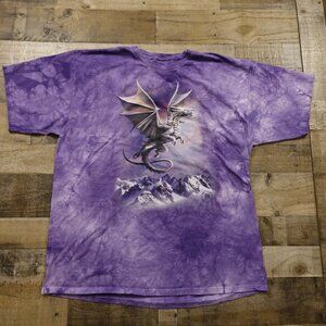 The Mountain liquid blue dragon classic cotton T-shirt adult 3XL purple tie dye